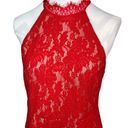 Sans Souci  Red Lace Halter Sleeveless bodycon Dress Size XL Photo 2