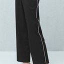 Mango  Side Stripe Straight Wide Leg Cropped Pants Black Photo 0