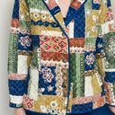 Retro Colorful Floral Quilted Patchwork Light Jacket Blazer Multi Size M Photo 2