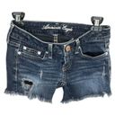 American Eagle Frayed Ripped Holes Stretch Short Jean Shorts Women 00 Photo 0