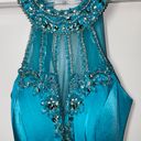 Splash Aqua Beaded Homecoming Dress Photo 4