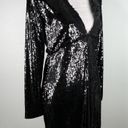 Motel  Melana Plunge Neck Bodycon Sequin Dress Black Medium New Photo 9