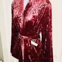 Modcloth  Smoldering Smoking Jacket Crushed Velvet Tie Red Velvet Pink M Photo 3