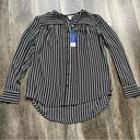 Popsugar  NWT Striped Long Sleeve Button Down Shirt Classic Black and White Top Photo 4