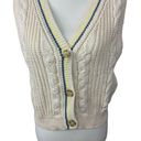 American Eagle Size M Sweater Vest Cream Button Up Cable Knit Academia NEW Photo 1