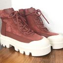 Gianni Bini Rust Red Leather Lug Sole Platform Bootie Sneaker High Top Size 6.5 Photo 1