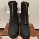 DKNY NWT  Logan Lug Sole Boot Black With Gold Metal Detail Size 7 Photo 6