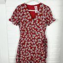 Sadie & Sage Red White Floral Pattern Wrap Style Dress Size S Photo 1