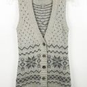 J.Jill  Gray Fair Isle Pattern Button V-Neck Sweater Vest, Size XS Photo 0