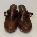 Report Brown Platform Clog Mule Good Buckle Studded Heel Size 5.5 Photo 2