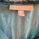 Habitat  Blue Teal Velvet Long Sleeve Hi-Lo Button-up Shirt Blouse Medium Photo 2