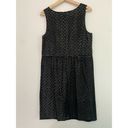 The Loft  Fit and Flare 100% Cotton Knee Length Boat Neck Dress Black Eyelet Size 14 Photo 5