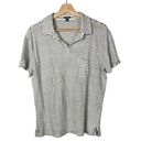 Vince  White & Black Stripe Linen Short Sleeve Polo L Photo 7