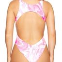 Naked Wardrobe NWT  Pink Ocean Cut Out One Piece Swimsuit Photo 2