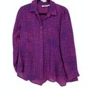 Habitat  Blouse Women's Size XS Popover Long Sleeve Shirt Grid Pattern Purple Photo 0