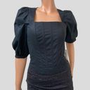 Jason Wu NWT  Women’s L Black Corset Top Square Neck Puff Sleeve Boning Photo 0