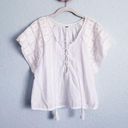 Free People  White Embroidered Cap Sleeve Crop Top Photo 0