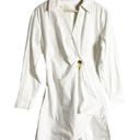 Tanya Taylor  Winnie White Long Sleeve Poplin Wrap Shirt Mini Dress Size 6 Photo 5