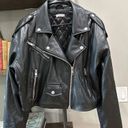 Good American  Cropped Faux Leather Moto Jacket Black Womens Size L/XL Photo 5