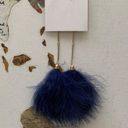 Ettika  x Revolve 18K Gold Plated Chain Pom Duster Blue Drop Feather Earrings Photo 4