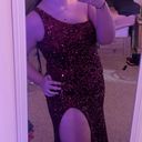 Windsor Burgundy One-Shoulder Sequin Dress Photo 8