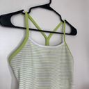 Lululemon  Power Y Tank Top White/Lemon Green Striped Built In Bra Size 6 Rare Photo 1