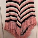 Caslon  Women's Chevron Stripe Knit Fringe Poncho Sweater Multi-Color Size Medium Photo 1