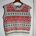 Cambridge dry goods sleeveless red white and cream snowflake sweater vest M Black Size M Photo 0