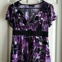 AB Studio  PURPLE BLACK DRESSY BABYDOLL BLOUSE Size Large EUC #7758 Photo 0