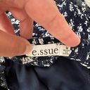 Lane 201 Navy Blue Flattering Floral Long Sleeve Puffy Sleeve Peplum Blouse Top Photo 7