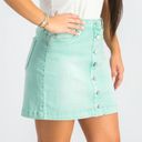 Nordstrom  Wash Lab Harvest Mint Button Front Denim Mini Skirt Size 29 Photo 1