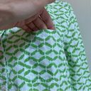 Caslon  Green Geometric Button Up Roll Tab Sleeve Women L Linen Blend Collared Photo 6