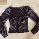 Majorelle Revolve  Waldorf Top in Chocolate Brown Tie Front Small NWT Long Sleeve Photo 1