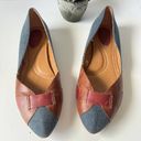 Fossil  Blue Canvas Pointed Toe Flat Womens Shoes Size 9 Leather Strips Photo 48