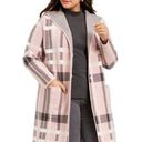 Charter Club New  Coatigan Pink Plaid Duster Jacket Longline Sweater Shacket Hood Photo 0