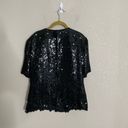 American Vintage Vintage Stenay Silk Floral Black Sequin All Over Shoulder Pad Shirt Large Photo 6