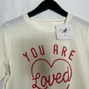 Isabel Maternity NWT  Short Sleeve "You are Loved" Graphic Tee Cream & Red large Photo 5