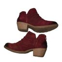 Earth Origins  Suede Booties Size 8.5 Amanda Perforated Ruching Garnet Back Zip Photo 0