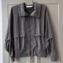 Adidas  X Stella Mccartney Grey Soft Suede Bomber Tracksuit Jacket Cinched Medium Photo 0