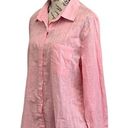 IZURIA Womens Pink Button Up Long Sleeve Classic Casual Linen Cotton Shirt XL Photo 1