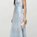 ALLSAINTS NEW $429  Blue Lace Printed Silk Maxi Slip Dress Photo 0