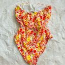 Aerie  Floral Sleeveless One Piece Warm Colored Swim Bathing Suit Photo 2