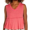 Free People NWT  Tank Top Movement Textured Knit Flowy V-Neck Bright Pink Small Photo 5