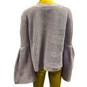 Free People  Purple Damsel Knit Bell Flared Sleeve Cotton Sweater Women’s Medium Photo 10