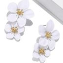 White Women Boho Flower Earrings Fashion Statement, Drop Dangle Stud Earrings Photo 0