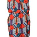 City Triangles  Geometric Print Elastic Waist Blouson Strapless Dress w/Pockets M Photo 0