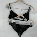 Naked Wardrobe  Swim Women Small Black Vinyl Sexy Bikini Set Resortwear NEW Photo 3