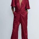 Krass&co NY& . | Front Twist Detail Jumpsuit in Satin Tea Berry Size Large NWT Photo 0