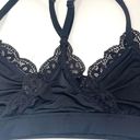 Aerie Black Satin Lace Trim Triangle Racerback Unlined Bralette Photo 6