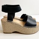 Frye  and Co Amber Espadrille Platform Wedge Sandals Black Leather Women's 6 Photo 2